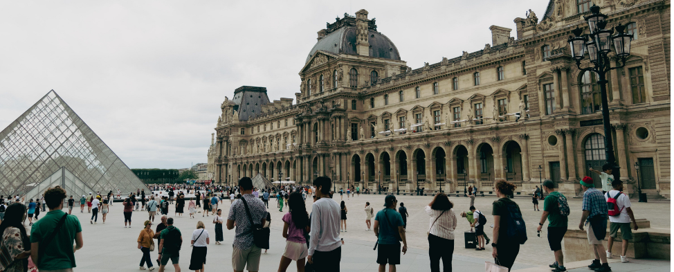 image of the courtyard with the louvre in paris, france